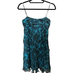 Milly of New York silk floral spaghetti strap mini dress